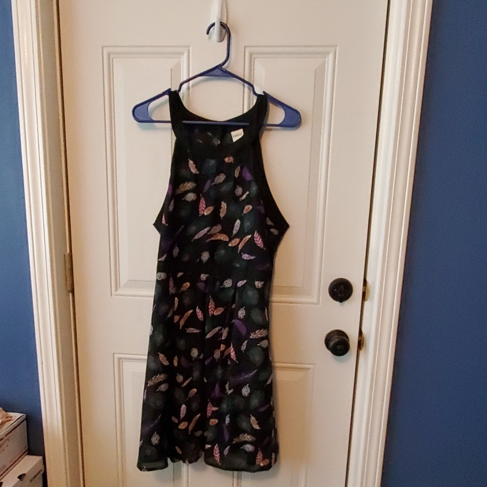 NWOT.  Open back feather dress